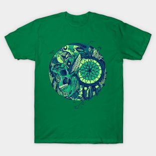 NGreen Skull and Dreamcatcher Circle T-Shirt
